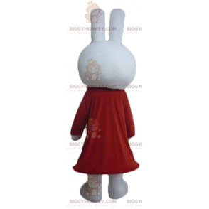 Kostým BIGGYMONKEY™ maskot Plyšový bílý králík v červeném - Králík maskot - BIGGYMONKEY_03396 - BiggyMonkey.com