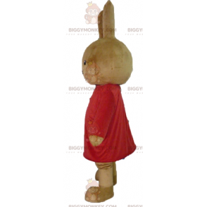 BIGGYMONKEY™ Plush Brown Rabbit Mascot Costume Dressed in Red –