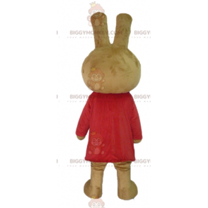 BIGGYMONKEY™ Plush Brown Rabbit Mascot Costume Dressed in Red -