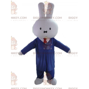 Weißer Hase BIGGYMONKEY™ Maskottchen-Kostüm im Krawattenanzug -