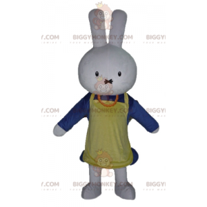 White Rabbit BIGGYMONKEY™ Mascot Costume Dressed In Blue With