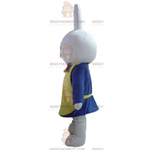 Weißes Kaninchen BIGGYMONKEY™ Maskottchenkostüm in Blau mit
