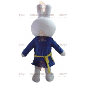 Στολή μασκότ White Rabbit BIGGYMONKEY™ ντυμένη στα μπλε με