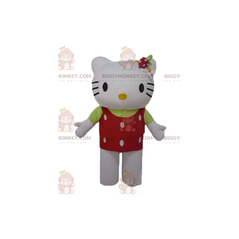 BIGGYMONKEY™ costume mascotte hello Kitty con top rosso a pois BIGGYMONKEY™ costume mascotte hello Kitty con top rosso a pois