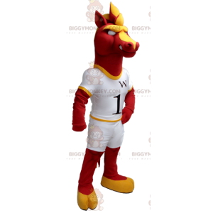BIGGYMONKEY™ Mascot Costume Red and Yellow Horse in White