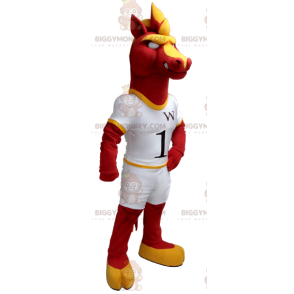 BIGGYMONKEY™ Mascot Costume Red and Yellow Horse in White