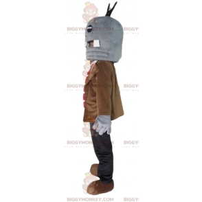 Big Fun Gray Monster BIGGYMONKEY™ Mascot Costume In Tie Suit -