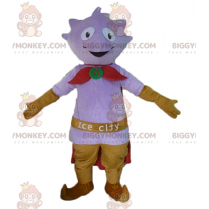 Traje de mascote BIGGYMONKEY™ Little Purple Monster com capa e chinelos - Mascotes de monstros - BiggyMonkey.com