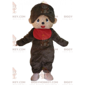 Kostým maskota BIGGYMONKEY™ Kiki, slavné hnědé opice s červenou