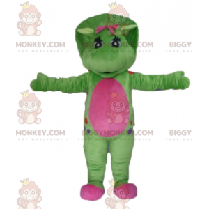 Costume de mascotte BIGGYMONKEY™ de dinosaure vert et rose