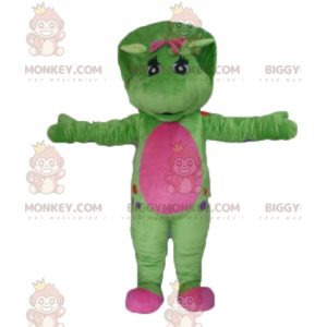 Giant Green and Pink Dinosaur BIGGYMONKEY™ Mascot Costume -
