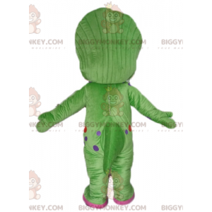 Jättegrön och rosa dinosaurie BIGGYMONKEY™ maskotdräkt -