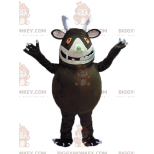 BIGGYMONKEY™ stort brunt monster med store tænder maskotkostume