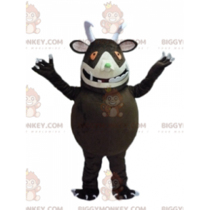 BIGGYMONKEY™ Iso ruskea hirviö isoilla hampailla maskottiasu -