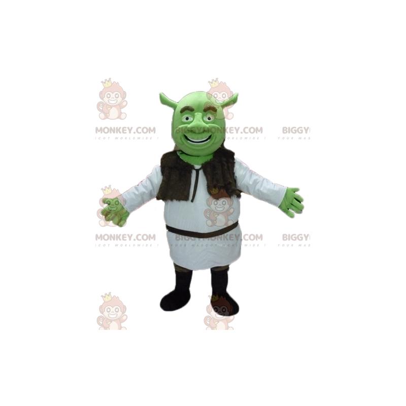 BIGGYMONKEY™ maskotdräkt av Shrek, den berömda tecknade gröna