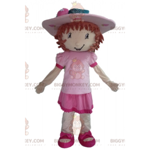 Κοστούμι ροζ μασκότ BIGGYMONKEY™ Strawberry Shortcake Famous
