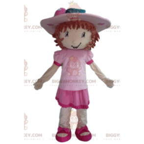 Κοστούμι ροζ μασκότ BIGGYMONKEY™ Strawberry Shortcake Famous