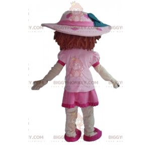 Κοστούμι ροζ μασκότ BIGGYMONKEY™ Strawberry Shortcake Famous Girl - Μασκότ διάσημων χαρακτήρων - BiggyMonkey.com