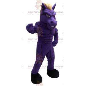 Costume de mascotte BIGGYMONKEY™ de cheval violet très musclé -