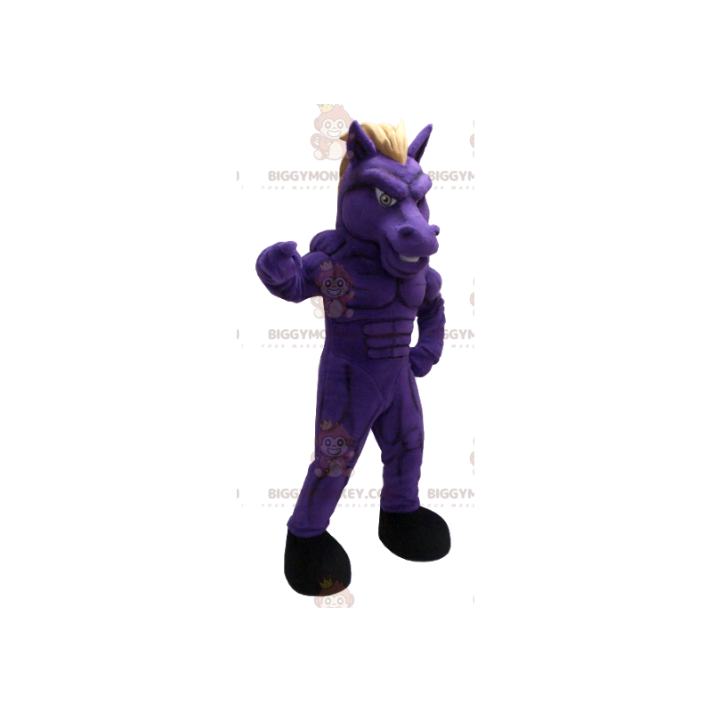 Very Muscular Purple Horse BIGGYMONKEY™ Mascot Costume - Very Muscular Purple Horse BIGGYMONKEY™ Mascot Costume -