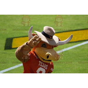 Bruine koe stier met hoorns BIGGYMONKEY™ mascottekostuum -