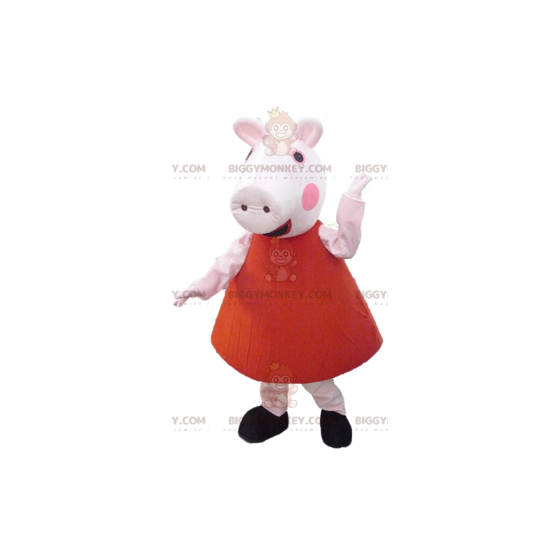 BIGGYMONKEY™ Costume da mascotte Maialino rosa in abito rosso - BIGGYMONKEY™ Costume da mascotte Maialino rosa in abito rosso -