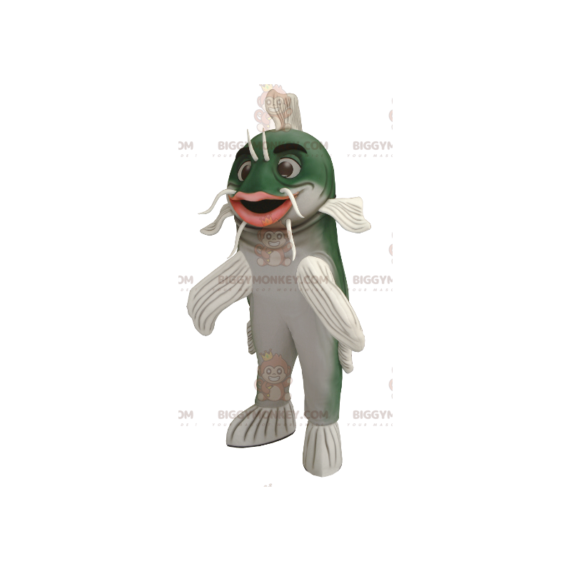 Vihreä ja valkoinen monni BIGGYMONKEY™ maskottiasu - Vihreä ja valkoinen monni BIGGYMONKEY™ maskottiasu -