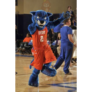 Blue Panther Mascot Costume BIGGYMONKEY™ in Orange Sportswear -