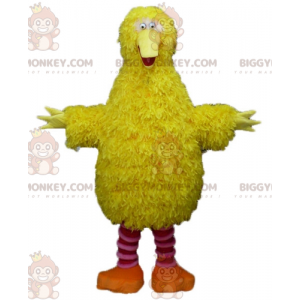 Traje de mascote de pássaro amarelo e rosa BIGGYMONKEY™ macio