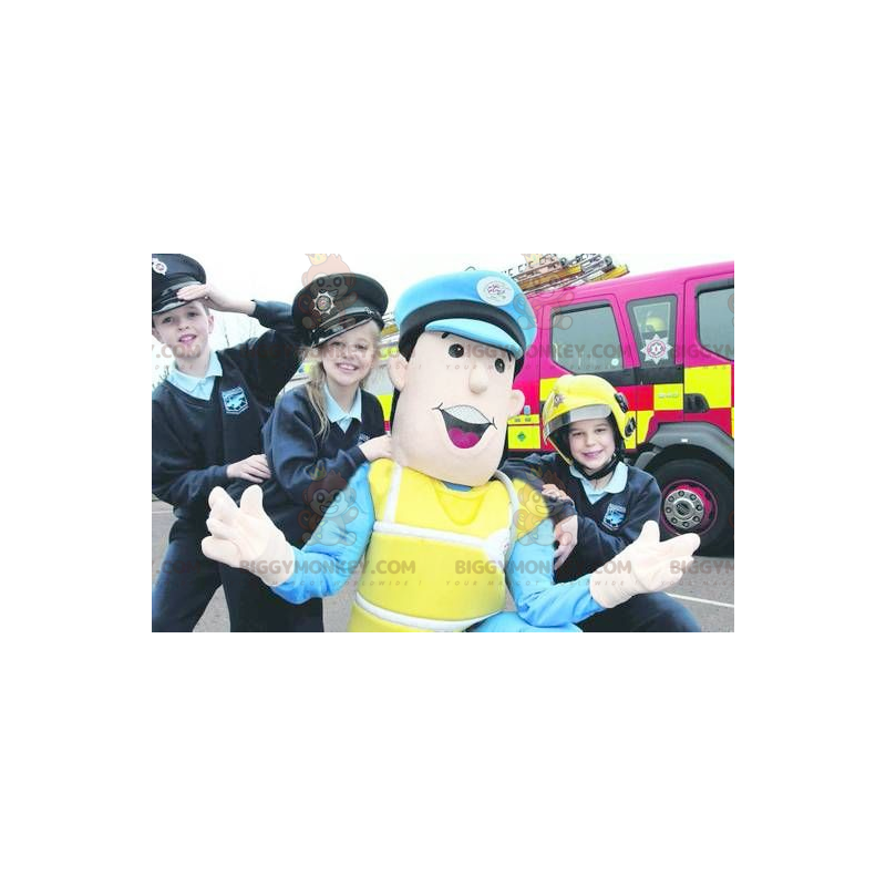 Costume de mascotte BIGGYMONKEY™ de policier en uniforme bleu Costume de mascotte BIGGYMONKEY™ de policier en uniforme bleu