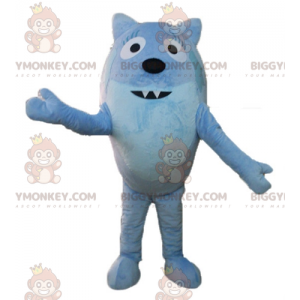 Traje de mascote de raposa animal azul redondo bonito