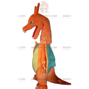 Giant Orange Green and Yellow Dragon BIGGYMONKEY™ Mascot