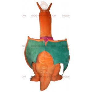 Jättiläinen oranssinvihreä ja keltainen lohikäärme BIGGYMONKEY™ maskottiasu - Lohikäärmeen maskotti - BiggyMonkey.com