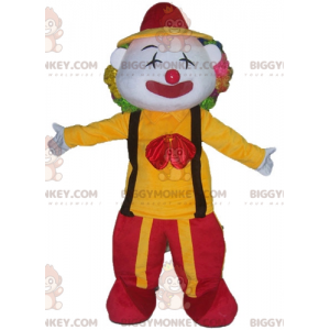 Clown BIGGYMONKEY™ Maskottchenkostüm in rot-gelbem Outfit -