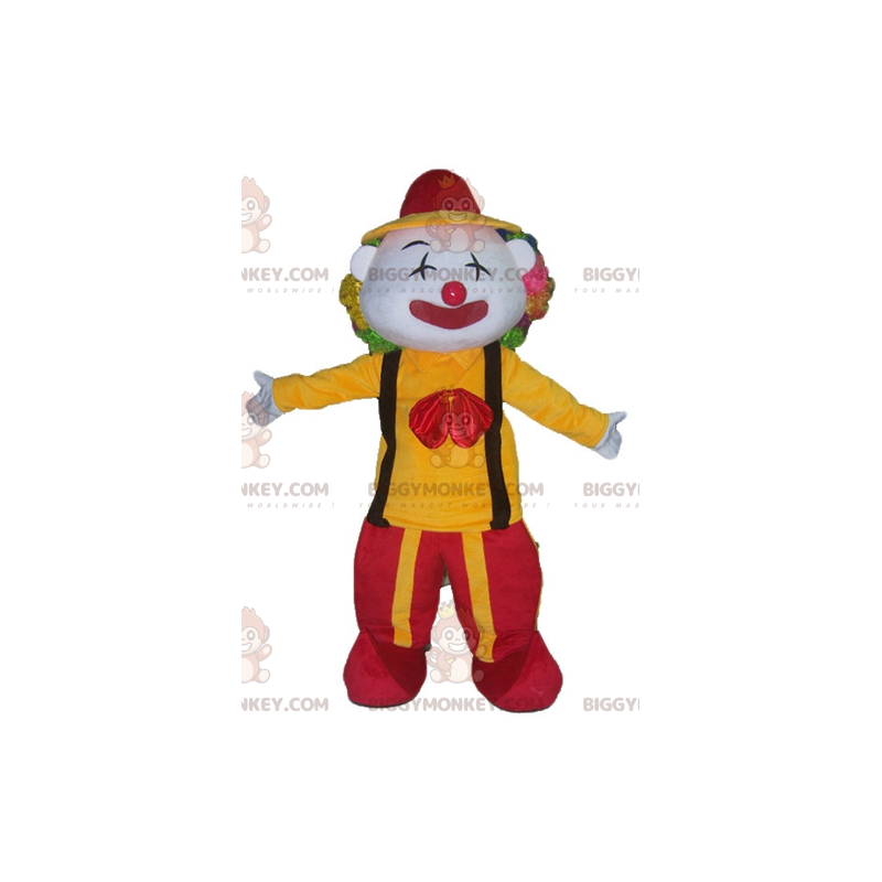 Clown BIGGYMONKEY™ Mascot Costume in Red and Yellow Outfit -