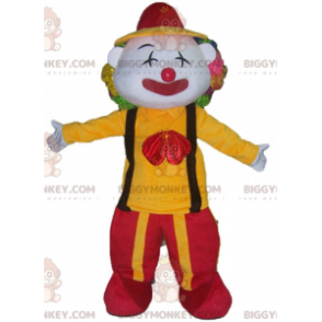Klovne BIGGYMONKEY™ maskotkostyme i rødt og gult antrekk - Sirkusmasker - BIGGYMONKEY_03456 - BiggyMonkey.com