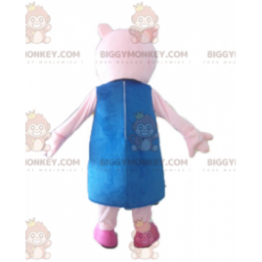 BIGGYMONKEY™ maskottiasu vaaleanpunainen possu sinisellä mekolla - Sikojen maskotit - BIGGYMONKEY_03459 - BiggyMonkey.com