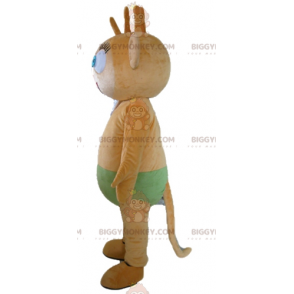 Blue Eyed Brown Monkey BIGGYMONKEY™ maskotkostume med grønne