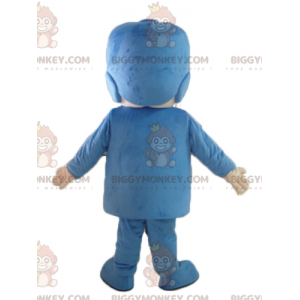 Traje de mascote Lego boy BIGGYMONKEY™ em roupa azul –