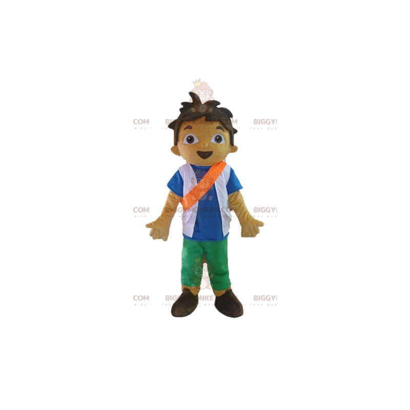 School Teen Boy BIGGYMONKEY™ Mascot Costume With Orange