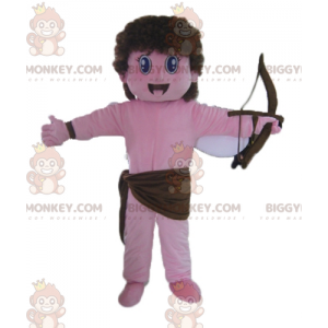 BIGGYMONKEY™ Pink Angel Cupid Mascot Costume with Bow and Wings