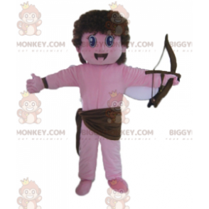 Kostým maskota BIGGYMONKEY™ Pink Angel Cupid s lukem a křídly –