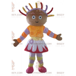 BIGGYMONKEY™ Maskotkostume Afrikansk pige i farverigt outfit -