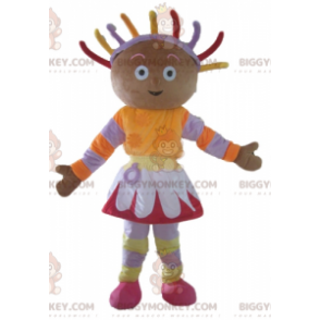 BIGGYMONKEY™ maskottiasu Afrikkalainen tyttö värikkäässä asussa