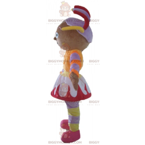 BIGGYMONKEY™ maskottiasu Afrikkalainen tyttö värikkäässä asussa