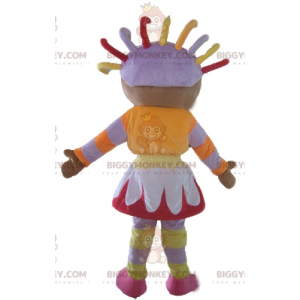 BIGGYMONKEY™ Maskotdräkt Afrikansk flicka i färgglad outfit -