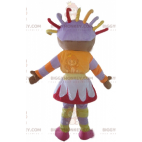 Traje de mascote BIGGYMONKEY™ menina africana com roupa colorida - Mascotes pessoas famosas - BiggyMonkey.com