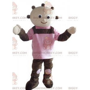 Brun og lyserød kæmpe babydukke BIGGYMONKEY™ maskotkostume -