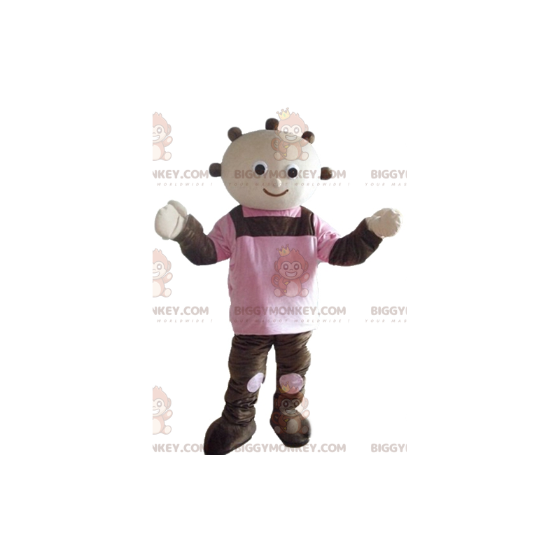 Brązowo-różowy kostium maskotki Baby Doll BIGGYMONKEY™ - Brązowo-różowy kostium maskotki Baby Doll BIGGYMONKEY™ -