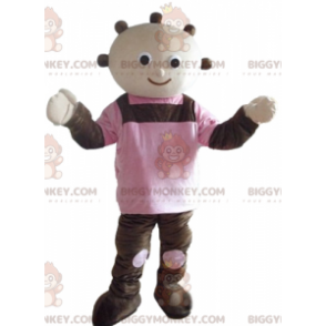 Fantasia de mascote gigante marrom e rosa para bebê